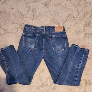 Levi's 505 Denim Blue Jeans Men's Size 35x32 5 Pocket Red Tag Zip Fly